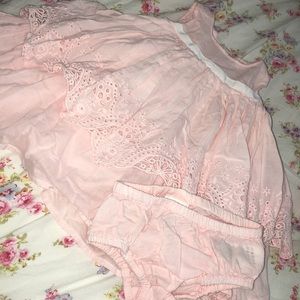 Pink ruffle dress with matching undies